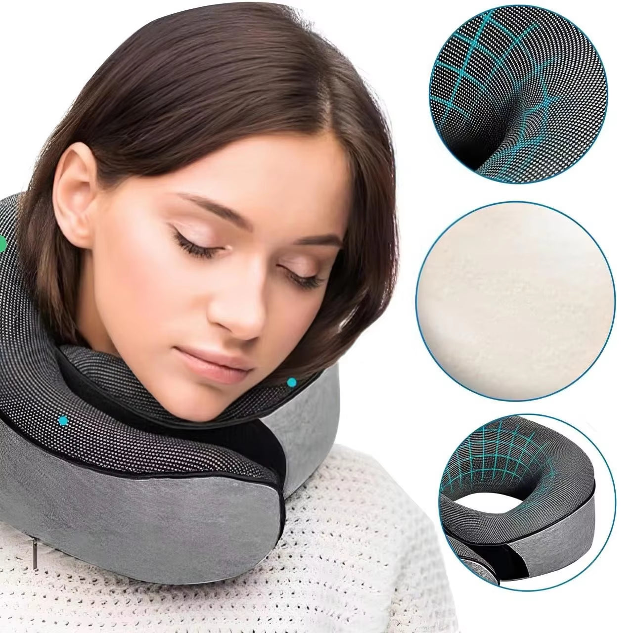 Memory Foam Travel Neck Pillow U-Shaped Pillow Snail Style Travel Neck Support Portable Adjustable Soft Noon Break Sleep Pillows
